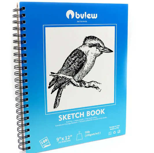 BrightBuddies Art Spiral Bound 9x12 Inch 100GSM Sketchbook Paper Pad for Sketching